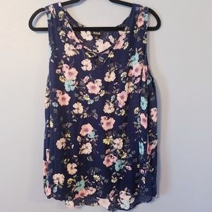 a.n.a Navy Floral Tank Top